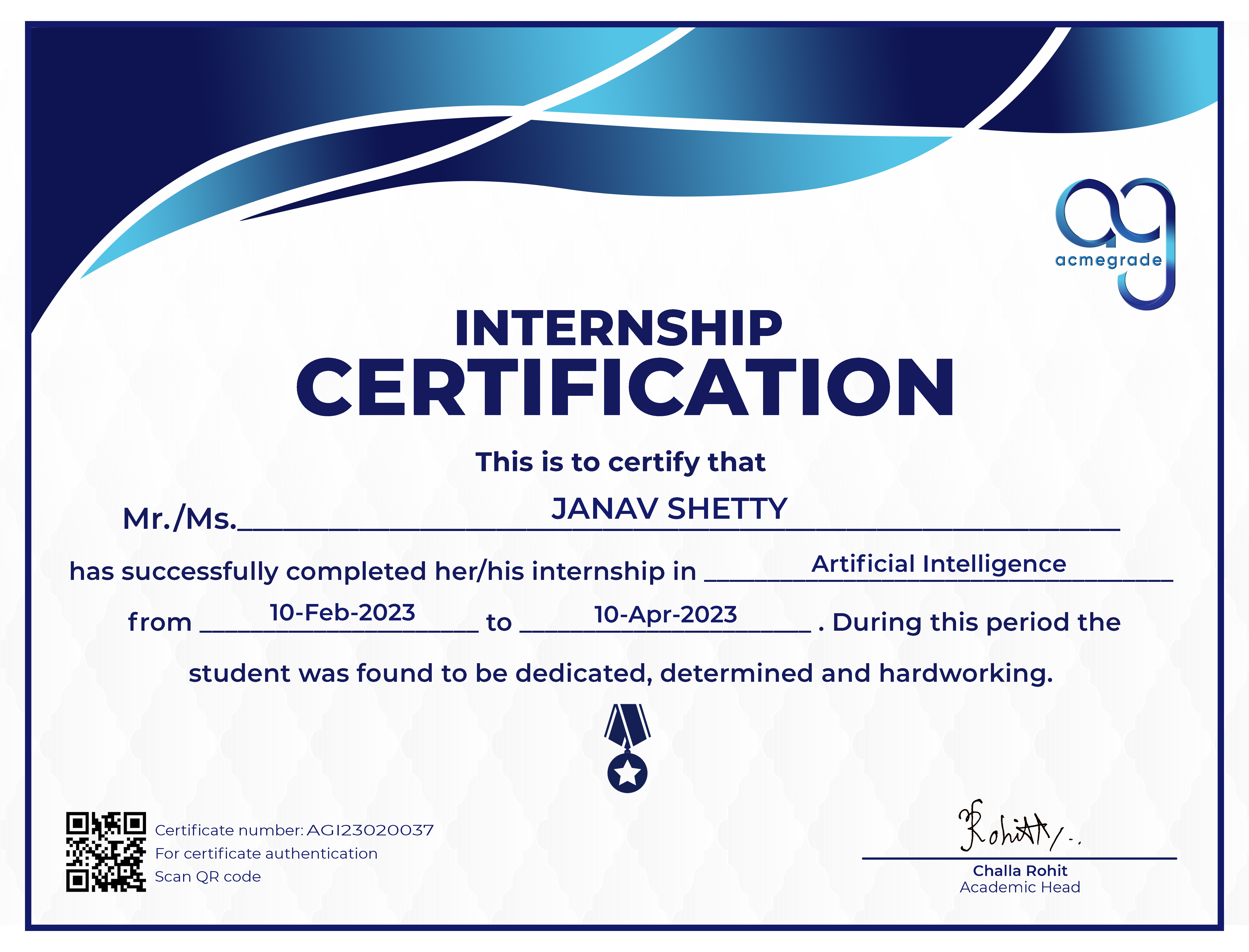 acmagrade certificate