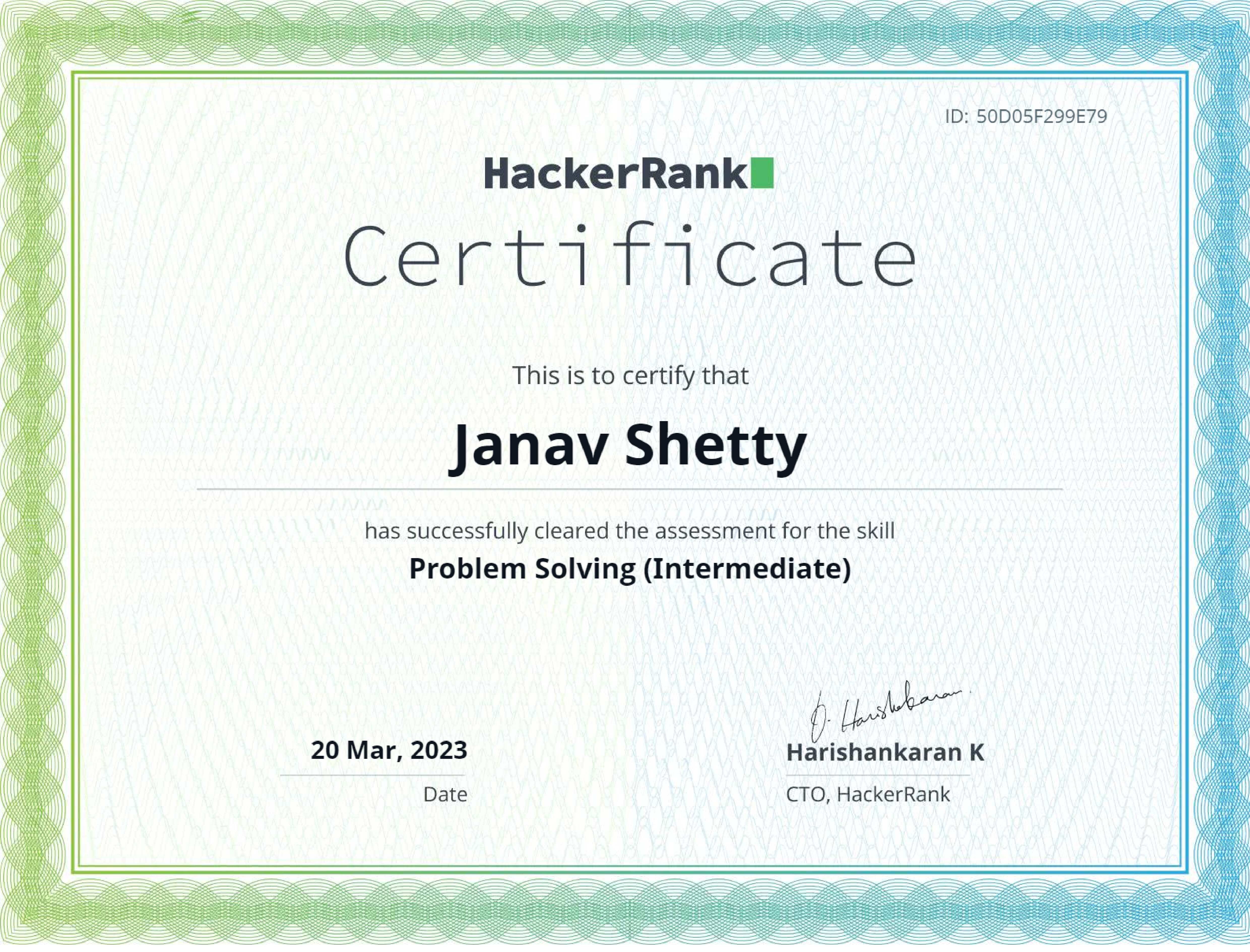 Hackerrank certificate
